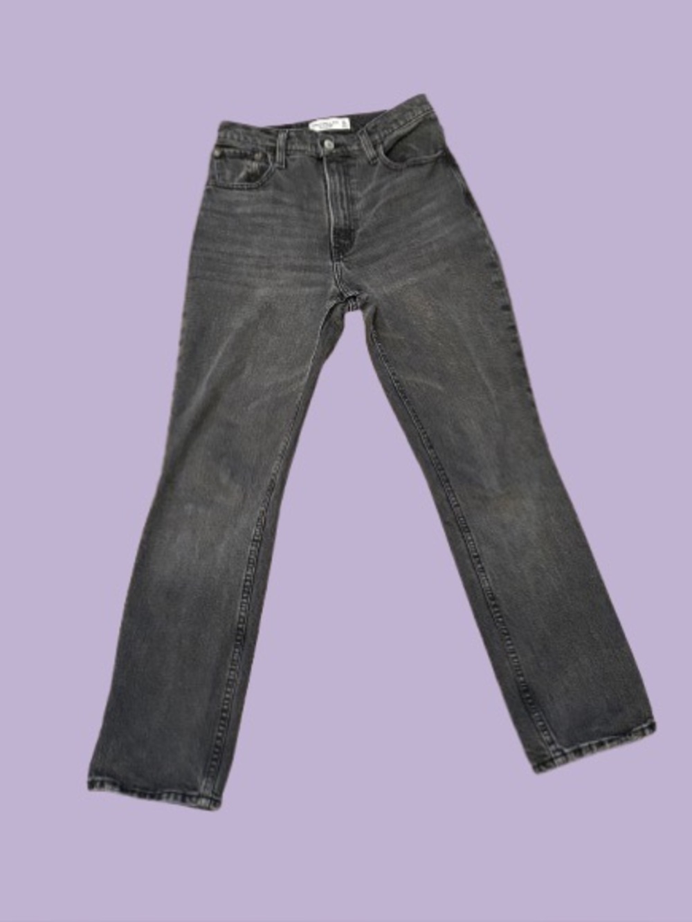 Abercrombie & Fitch Ultra High Rise 90s Straight Jean - Faded Black - 24S